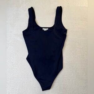 Good American Thong Bodysuit Navy XL Scoop Neck Sleeveless Stretch